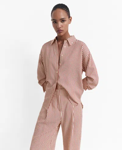 Mango Pleated Stripe Straight Leg Pants In Multi