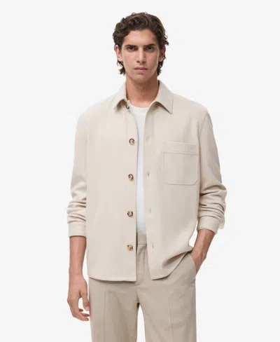 Mango Regular Fit Flannel Overshirt In Neutral