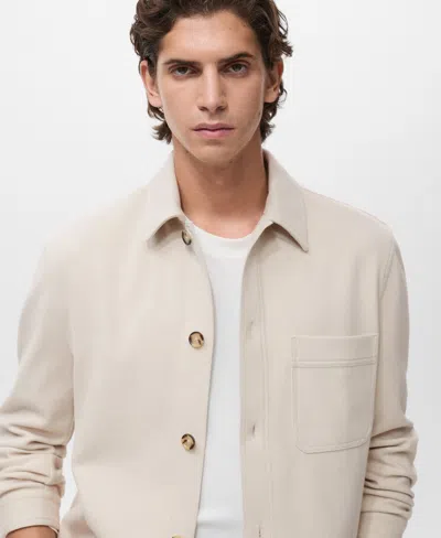 Mango Regular Fit Flannel Overshirt In Neutral