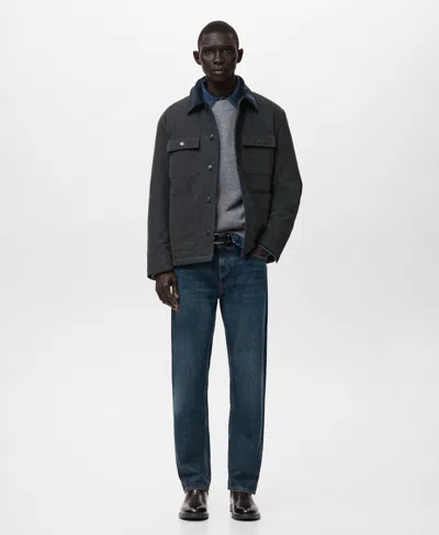 Mango Cotton Corduroy Collar Jacket In Gray