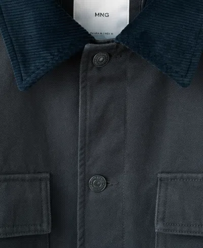 Mango Cotton Corduroy Collar Jacket In Gray