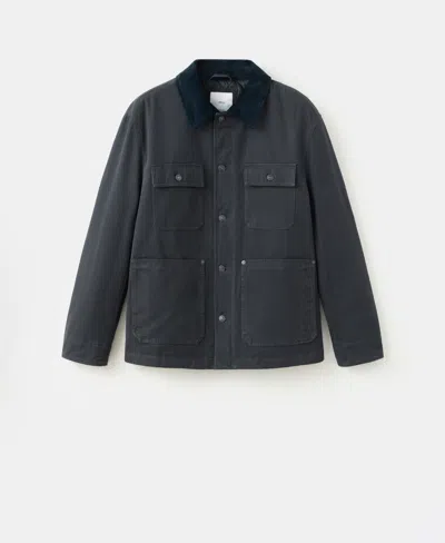 Mango Cotton Corduroy Collar Jacket In Gray