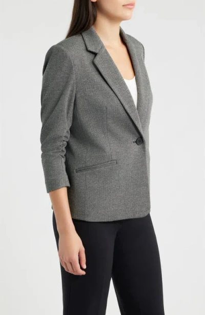 Ak Anne Klein Herringbone One-button Blazer In Multi