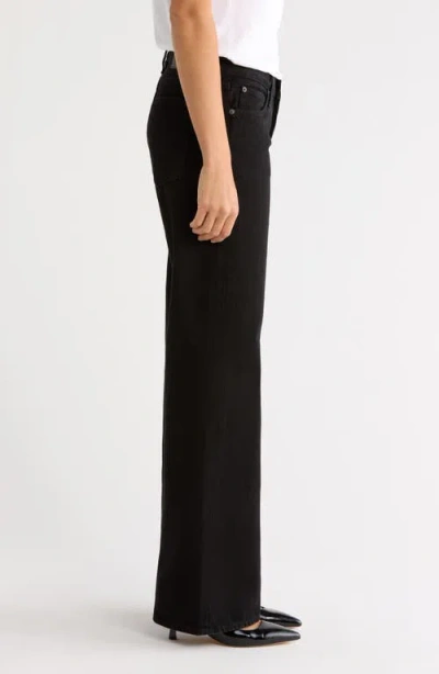 Frame The Pixie Gray Cotton Low Rise Bootcut Jeans In Black In Black