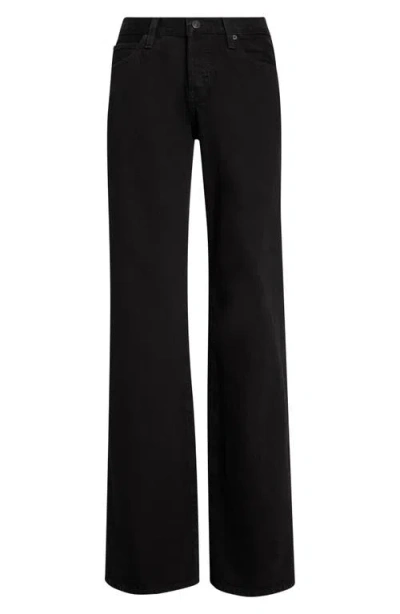 Frame The Pixie Gray Cotton Low Rise Bootcut Jeans In Black In Black