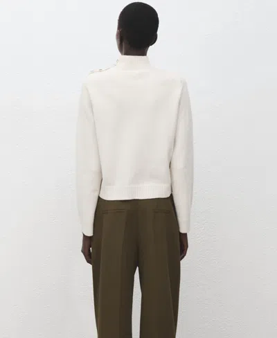 Mango Perkins-neck Sweater With Button In White