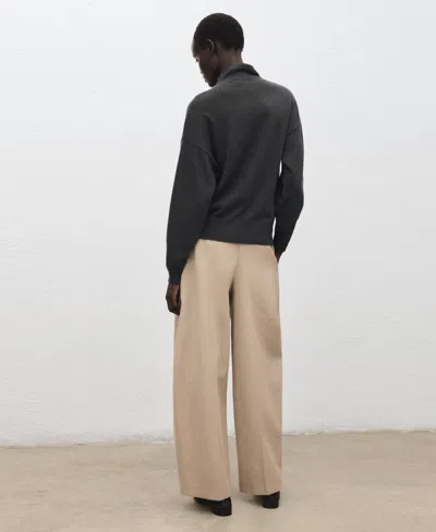 Mango Draped Turtleneck Sweater In Black