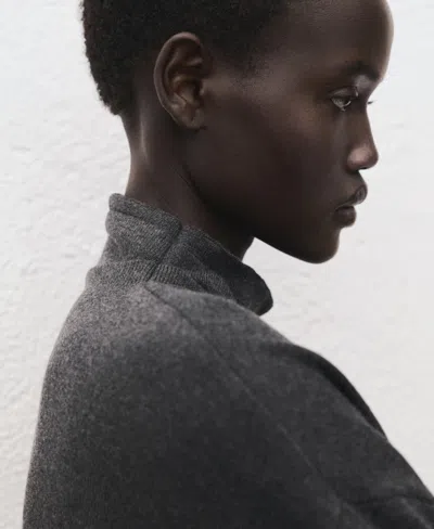 Mango Draped Turtleneck Sweater In Black