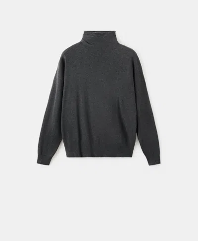 Mango Draped Turtleneck Sweater In Black