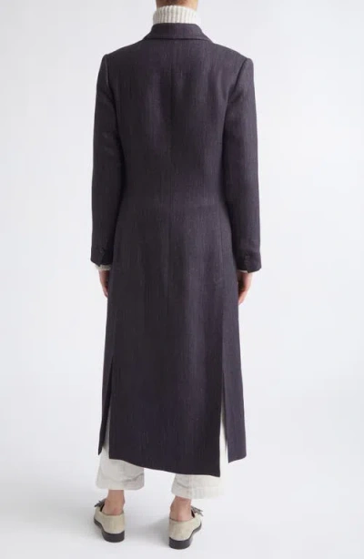 Eleventy Herringbone Wool Blend Duster Jacket In Blue