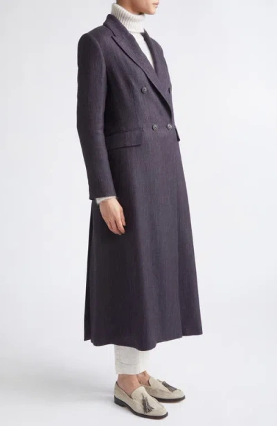 Eleventy Herringbone Wool Blend Duster Jacket In Blue
