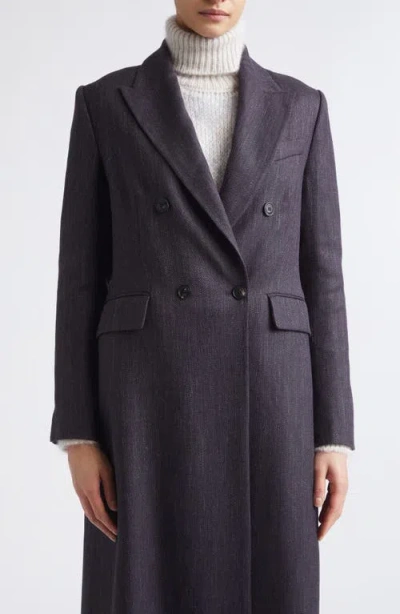 Eleventy Herringbone Wool Blend Duster Jacket In Blue