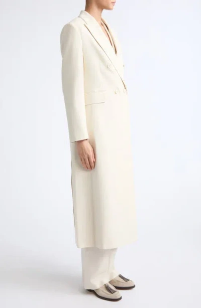 Eleventy Herringbone Wool Blend Duster Jacket In White