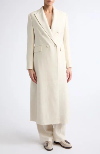 Eleventy Herringbone Wool Blend Duster Jacket In White