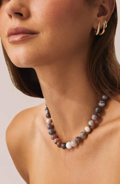 Ef Collection Luna Iris Agate Beaded Necklace In Multi