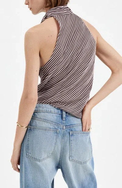 Mango Striped Halter Top With Fixed Knot In Multi