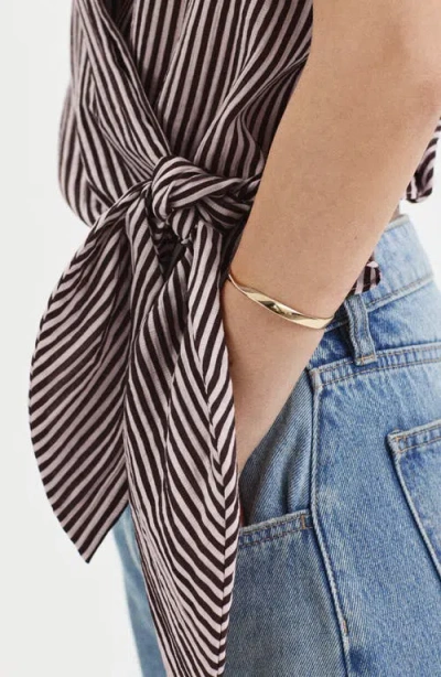 Mango Striped Halter Top With Fixed Knot In Multi