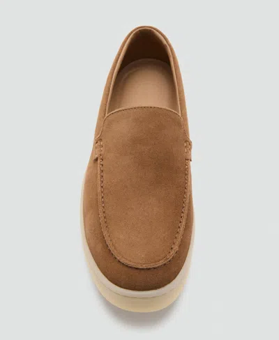 Mango Split Leather Shoes In Cognac
