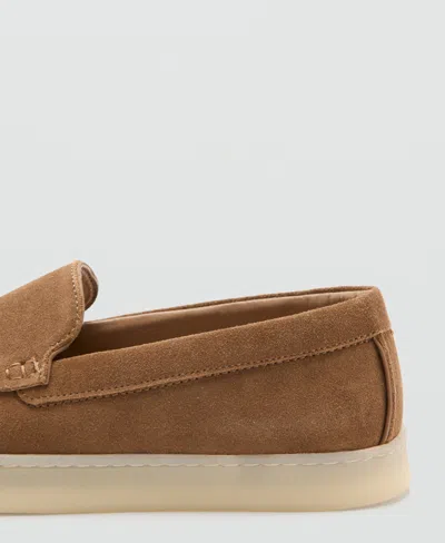 Mango Split Leather Shoes In Cognac