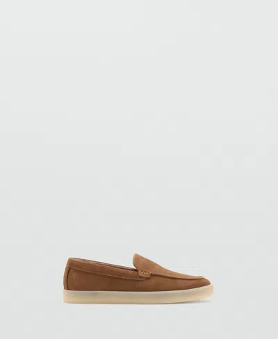 Mango Split Leather Shoes In Cognac