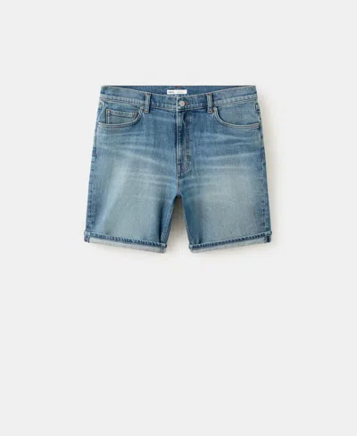 Mango Slim-fit Denim Bermuda Shorts In Blue