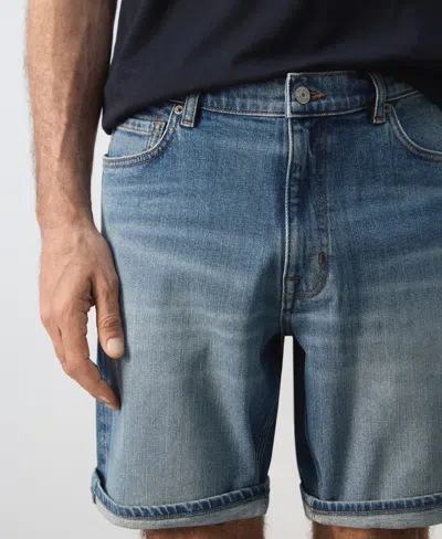 Mango Slim-fit Denim Bermuda Shorts In Blue