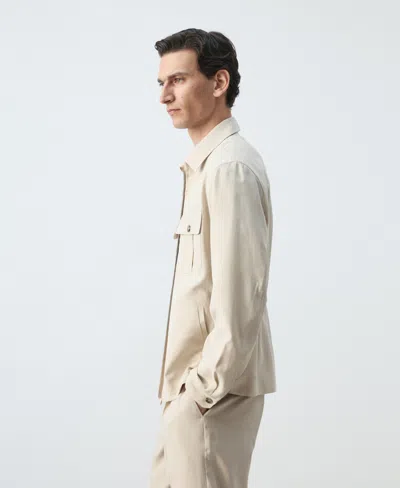 Mango Regular-fit Modal Jacket With Pockets In Neutral