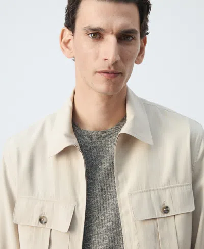 Mango Regular-fit Modal Jacket With Pockets In Neutral
