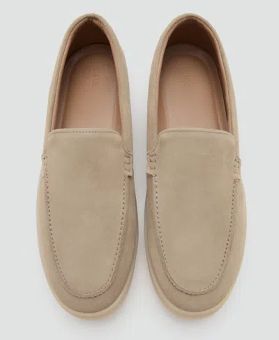 Mango Suede Moc Toe Loafer In Sand