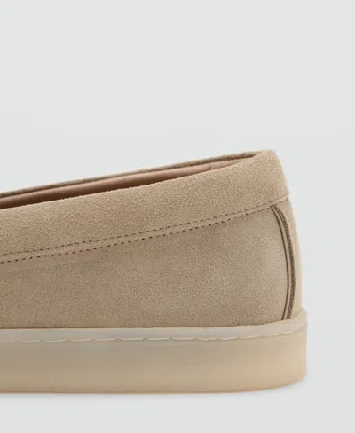 Mango Suede Moc Toe Loafer In Sand