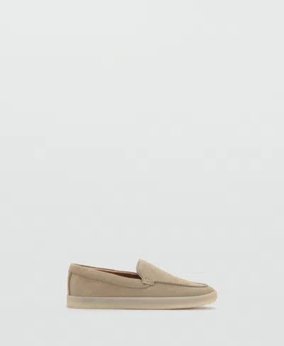 Mango Suede Moc Toe Loafer In Sand