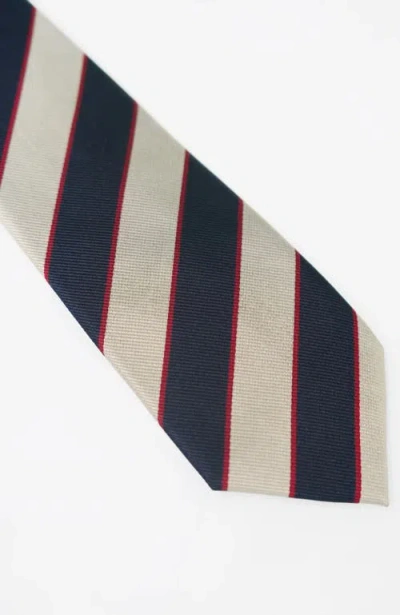 Oddli Striped Silk Tie In Neutral