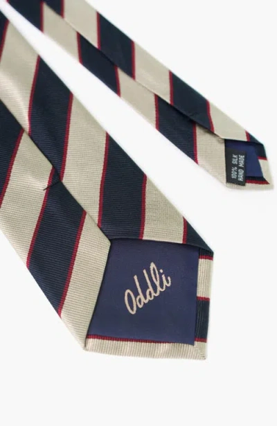 Oddli Striped Silk Tie In Neutral