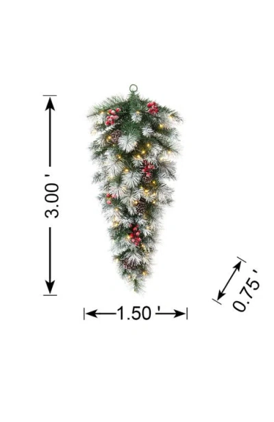 Glitzhome 3ft Artificial Christmas Teardrop Swag With Lights And Timer In Multi