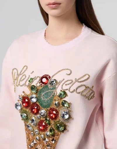 Philipp Plein Washed Sweatshirt Gelato Women In Pink