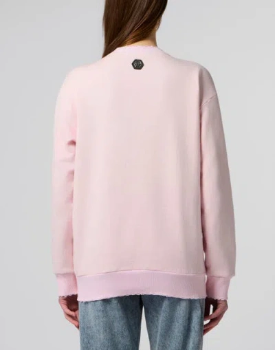 Philipp Plein Washed Sweatshirt Gelato Women In Pink