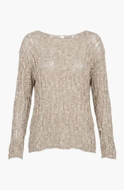 Modenaire Open Knit Pullover Sweater In Gray