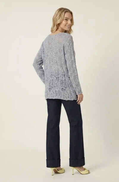Modenaire Open Knit Pullover Sweater In Gray