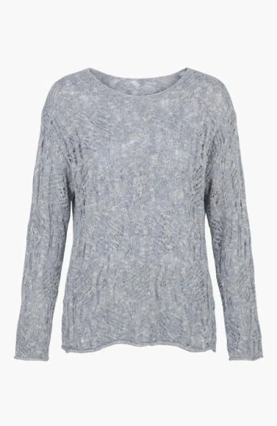 Modenaire Open Knit Pullover Sweater In Gray