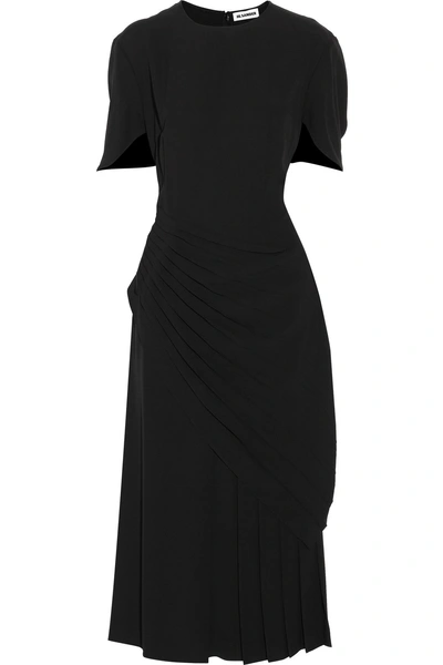 Jil Sander Pleated Crepe Midi Dress