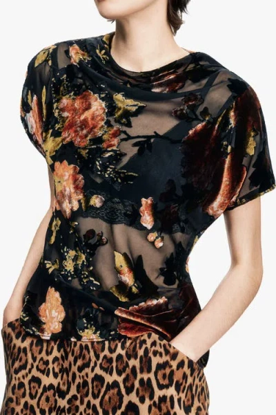 Anna Sui Folia Devore Top In Black