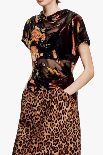 Anna Sui Folia Devore Top In Black