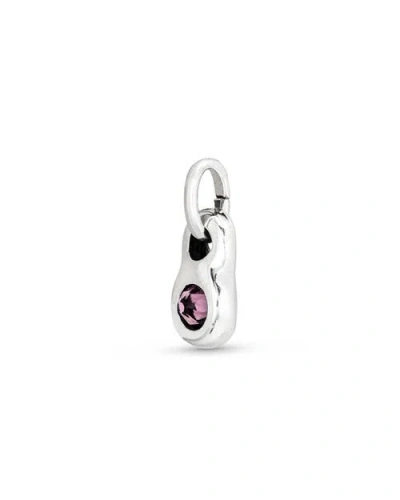 Unode50 Silver Charm With Pink Crystal In Silver