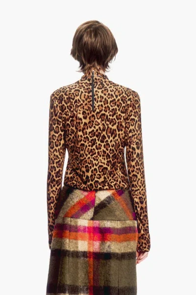 Anna Sui Leopard Knit Turtleneck In Multi
