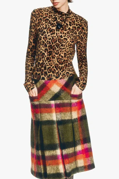 Anna Sui Leopard Knit Turtleneck In Multi