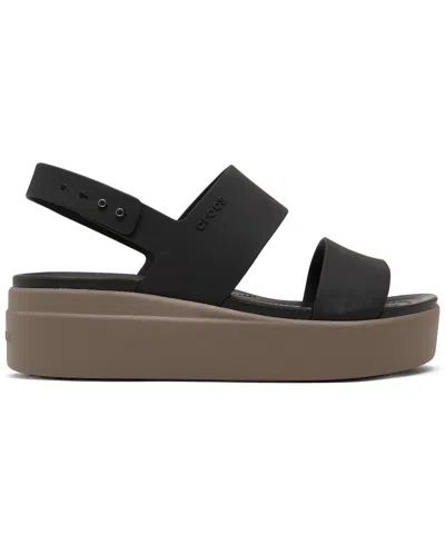 Crocs Brooklyn Low Wedge Sandals In Black