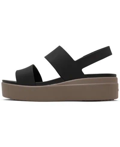 Crocs Brooklyn Low Wedge Sandals In Black