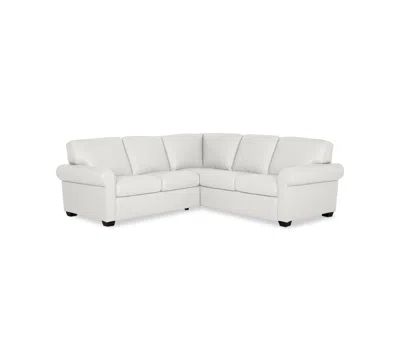 Macy's Orid 2-pc. "l"-shaped Leather Roll Arm Sectional , Created For  In White