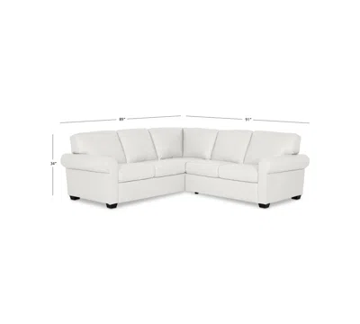 Macy's Orid 2-pc. "l"-shaped Leather Roll Arm Sectional , Created For  In White