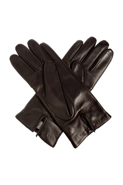 Max Mara Solid Color Five-finger Gloves In Brown